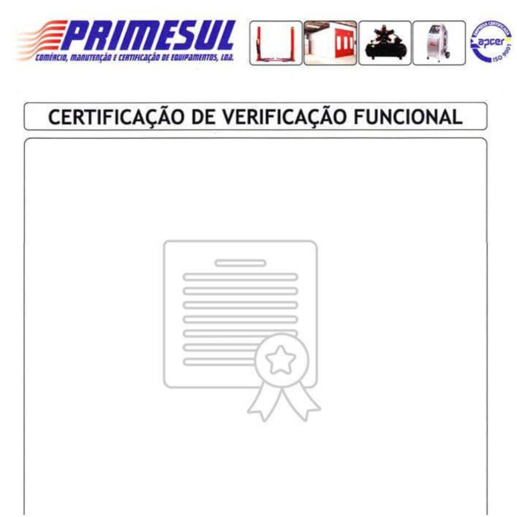 CERTIFICAÇÃO DE EQUIPAMENTOS DE OFICINA